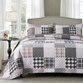 Quilt Set 3-Piece Oversized Quilted Bedspread Coverlet Set Grey European by Travan