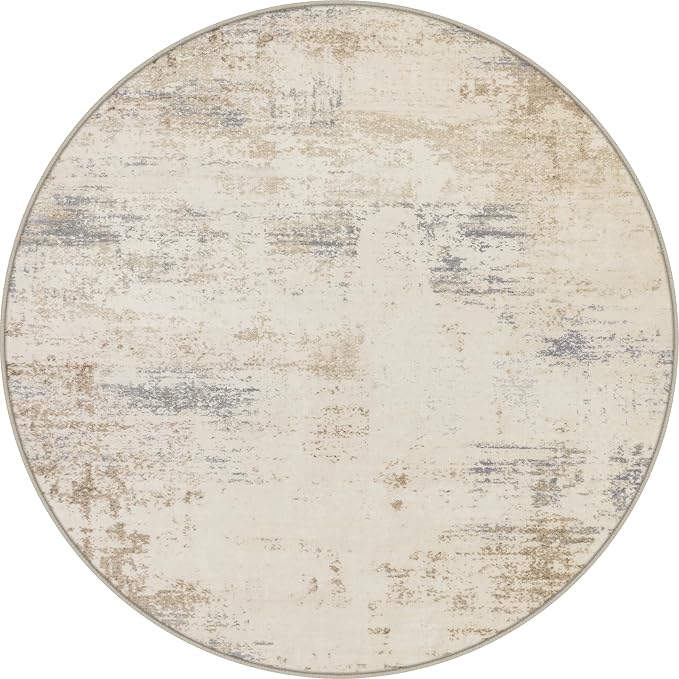 Round Area Rug Living Room: 6 ft Modern Washable Indoor Carpet | by FXRHLP