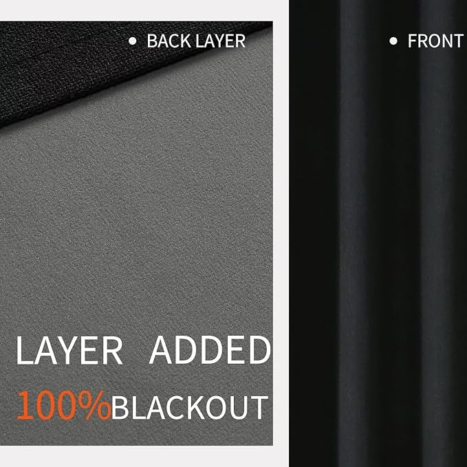 Joydeco Black Blackout Curtains 120 Inches Long, Extra Long Curtains 120 Inch - Image 3