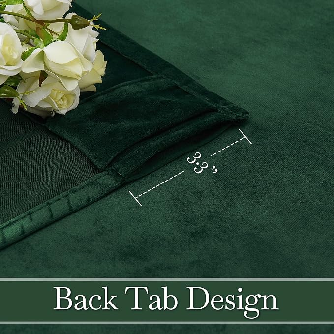 RYB HOME Hunter Green Velvet Blackout Curtains 84 inches - Image 4