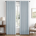 MIULEE 100% Blackout Linen Curtains 42 x 84 Inch Chambray Blue 2 Panels | by MIULEE