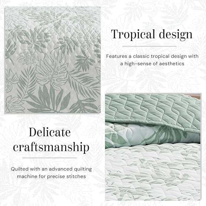 King Quilt Set-3 Pieces Soft Bedding Floral Reversible Coverlet | All Seasons - Image 4