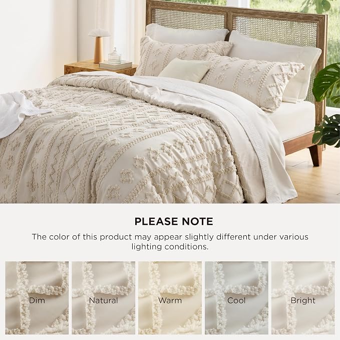 Bedsure Tufted Boho Comforter Set Oversized King - Image 8