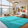 Teal Blue 10x14 Area Rugs for Bedroom, Fluffy Rugs Large Bedroom Carpet | by Yongyangjuxi