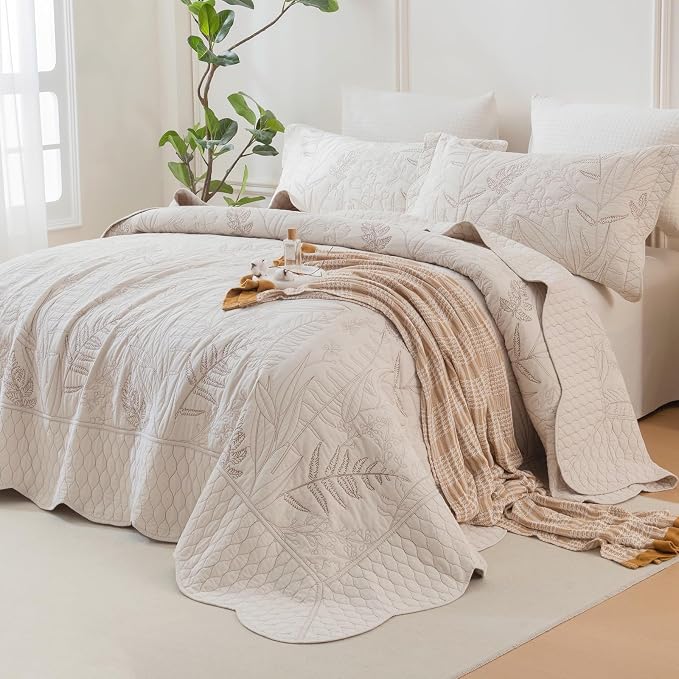 Lady Ann Oversized King Quilt Set 128x120, Soft Lightweight Extra Large Wheat by LadyAnn