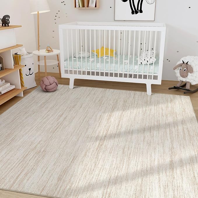 Nakagishi Boho 5x8 Area Rug Living Room Rugs Machine Washable Beige | Soft - Image 8