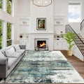 8x10 Area Rugs for Living Room: Washable Abstract Teal Green Badroom Carpet | by GENTDRIZZ