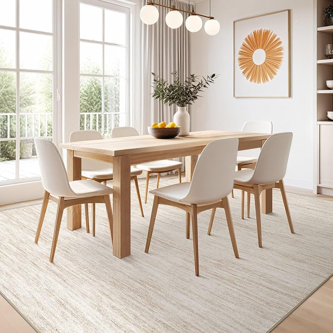 Nakagishi Boho 5x7 Area Rug Living Room Rugs Machine Washable Beige | Soft - Image 6