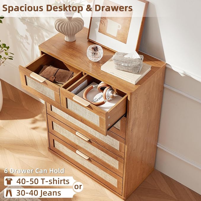 LEYAOYAO Rattan Dresser for Bedroom - Image 5