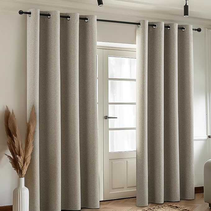 COSVIYA 100% Blackout Natural Linen Curtains & Drapes 84 Inch Length | Light - Image 8