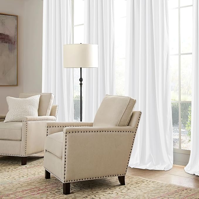 RYB HOME White Velvet Curtains 84 inch, 2 Layers Room Darkening Window Curtains - Image 7