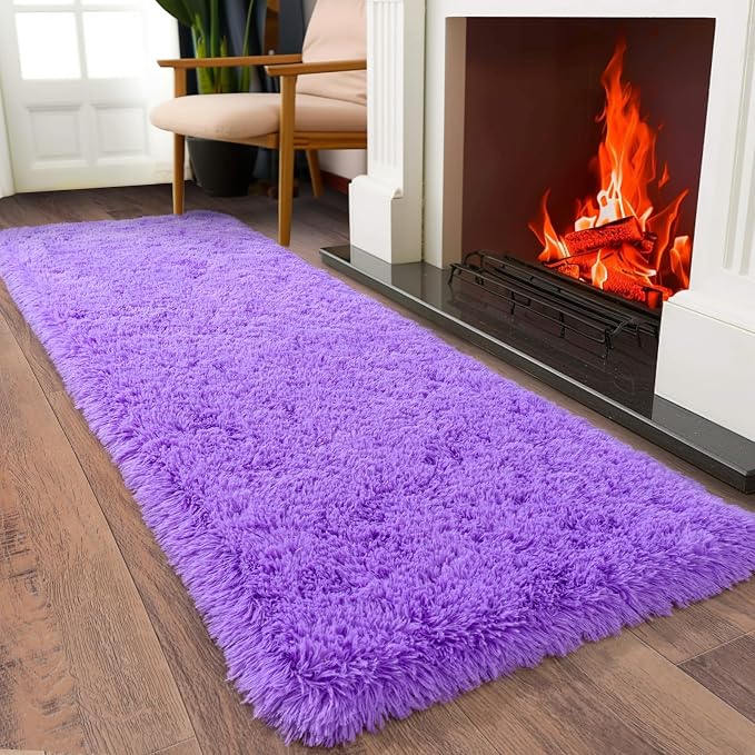 Soft Runner Rugs for Bedroom Hallways 2x8 Feet Light Purple Washable | Upgraded - Image 4