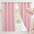 Baby Pink Linen Blackout Curtains 63" Long Each 60 Wide 2 Panels | Thermal by Lajode