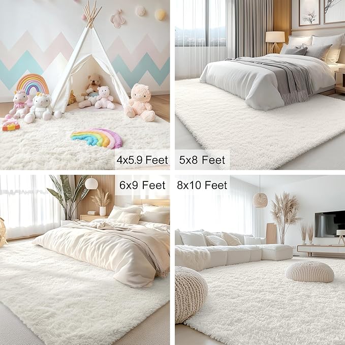 OLANLY 4x4 Machine Washable Accent Rug, Soft Fluffy Shaggy Area Rug - Image 5