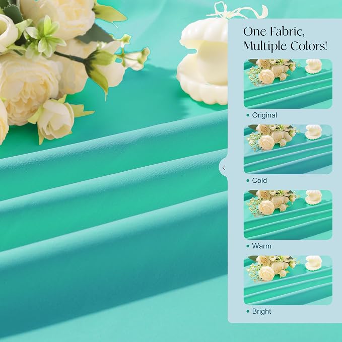 Etherealveil Turquoise Green Pinch Pleated Blackout Curtains 2P 40"x112" | Back - Image 6