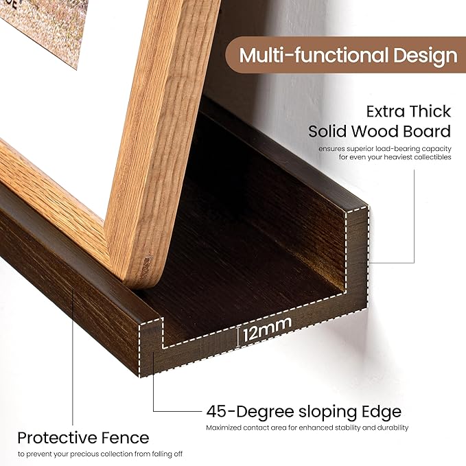 Picture Ledge Shelf, Floating Shelves Set of 2, 32 Inches Solid Wood Nursery - Image 4