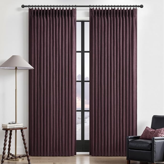Pinch Pleated Purple Curtains 90 Inches Long 2 Panels Set by PleatedDrapes