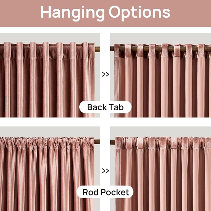 Dusty Pink Velvet Curtains 120 inch Long - Image 5