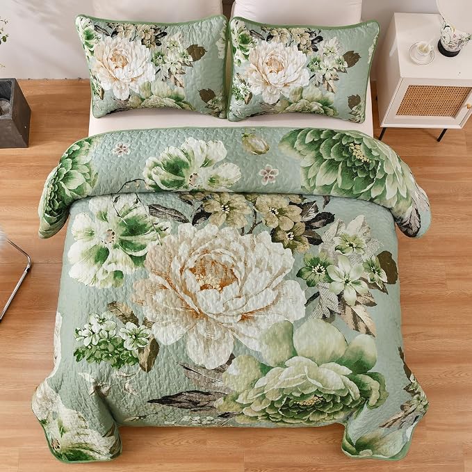 WONGS BEDDING Quilt Queen Size, Soft Microfiber Lightweight Farmhouse Bed Cover - Image 2