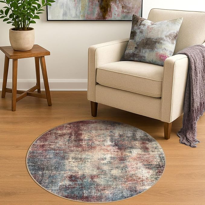 Round Area Rug 3 Ft Circle Entryway Rugs Round Washable Door Mat Indoor Entrance - Image 2