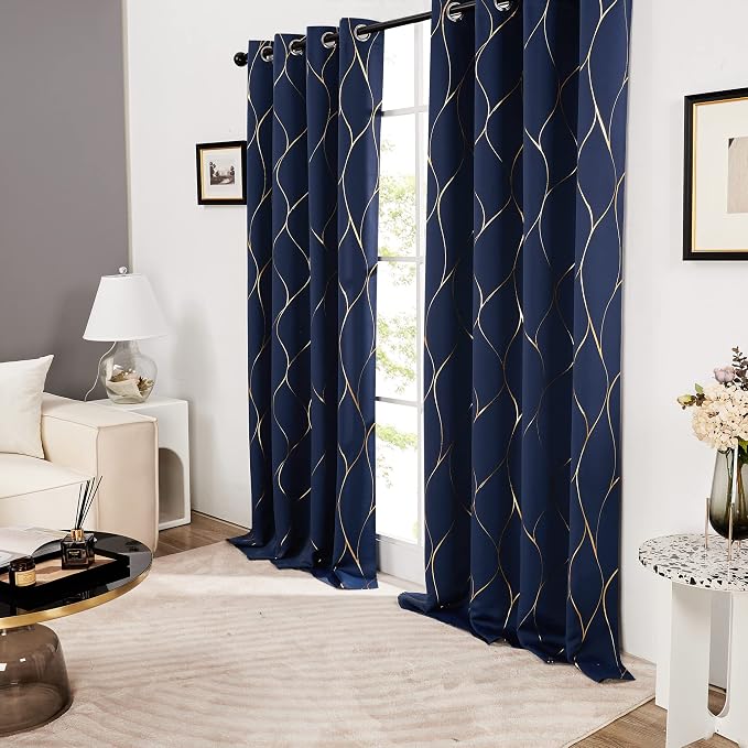 Deconovo Curtains for Living Room, Pattern Blackout Curtains 63 Inches Long | - Image 3