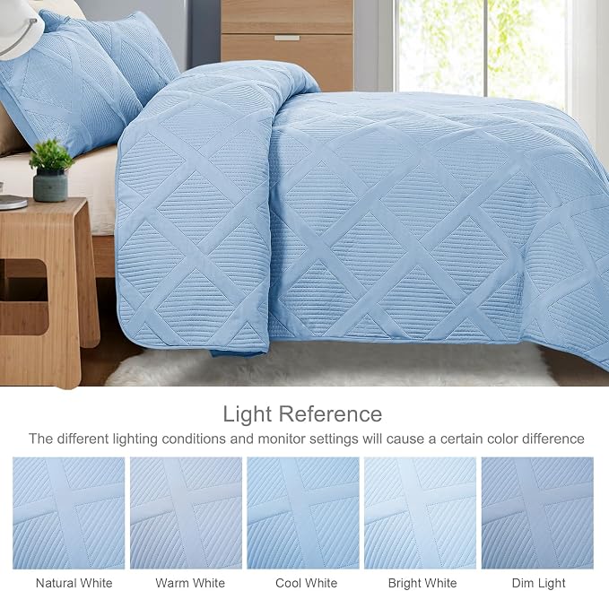 Exclusivo Mezcla Quilts Queen Size, Sky Blue | Soft Bedspreads - Image 5