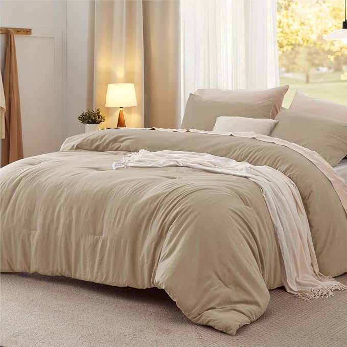 Bedsure California King Comforter Set, Khaki Soft Prewashed Bedding by Unknown