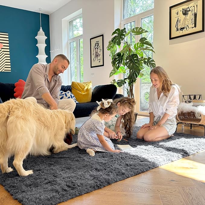 OLANLY 4x5 Machine Washable Accent Rug, Soft Fluffy Shaggy Area Rug - Image 7