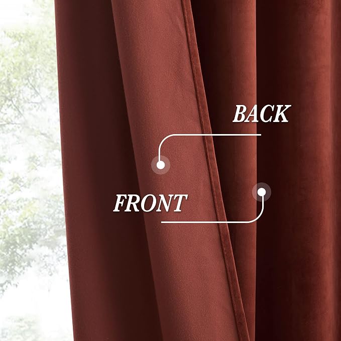 RYB HOME Velvet Curtains 102 inches Long, Extra Long High Ceiling Curtains | - Image 6