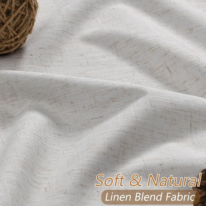 Extra Long 100% Natural Blackout Curtains 144 Inch Length 2 Panels Set Back Tab - Image 3
