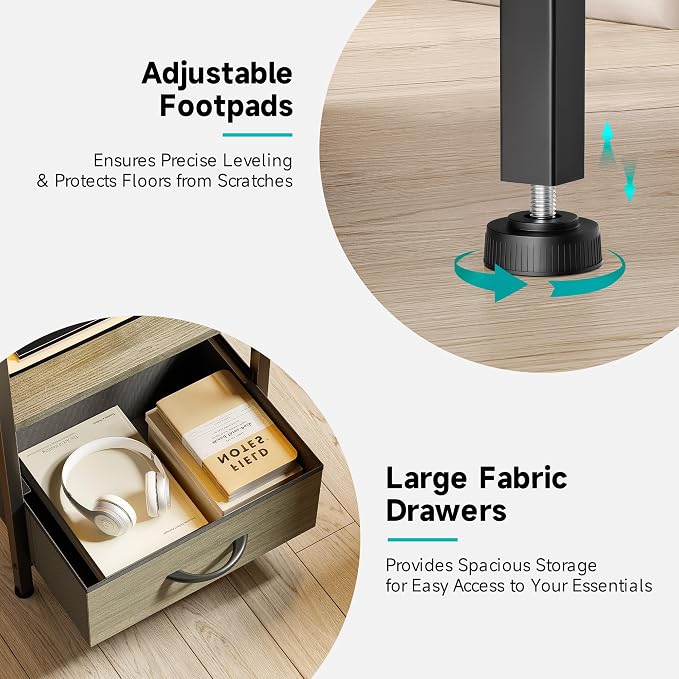 Lazzanto Nightstand with Rear Charging Station, LED Light, 4 Drawers, 2 USB-A - Image 7