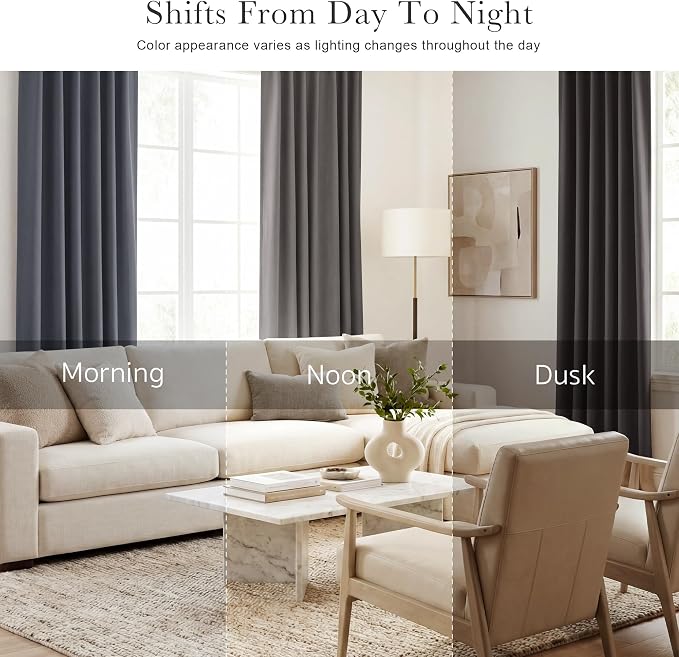 PONY DANCE Grey Blackout Curtains 96 inch Long, Room Darkening Curtains - Image 7