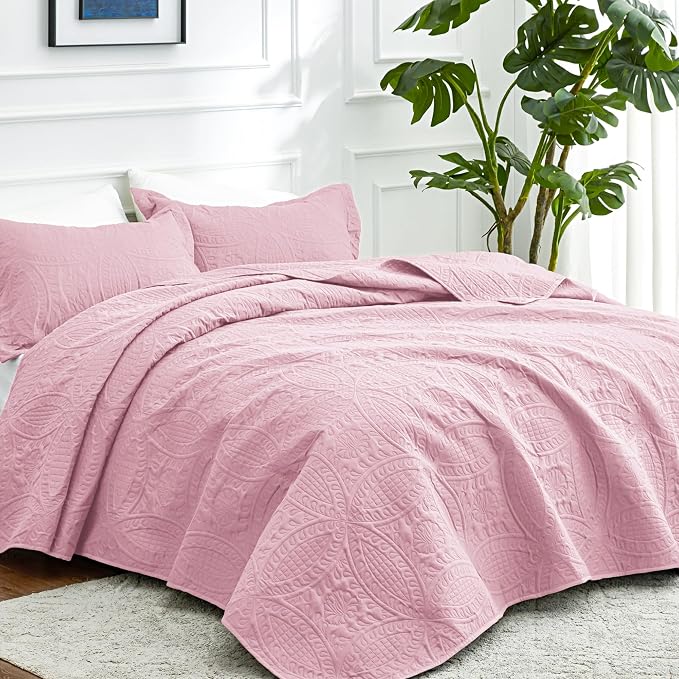 Love's cabin Twin Quilt Set Pink Bedspreads - Image 2