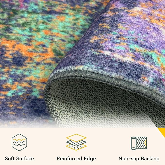RELEANY Washable Runner 2'x6' Abstract Area Rug - Image 5