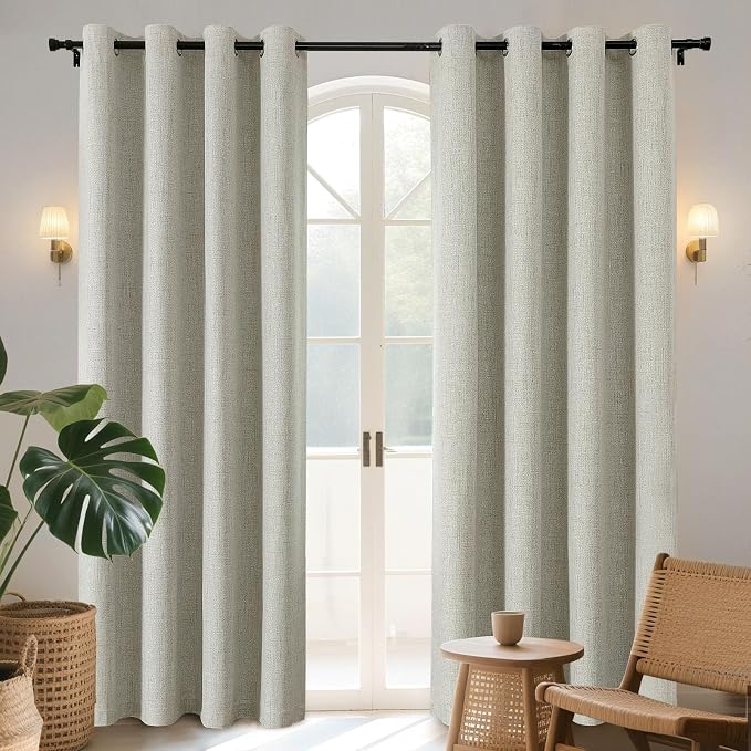Joydeco Light Beige Blackout Curtains 120 Inches Long, Extra Long Curtains 120 by JOYDECO