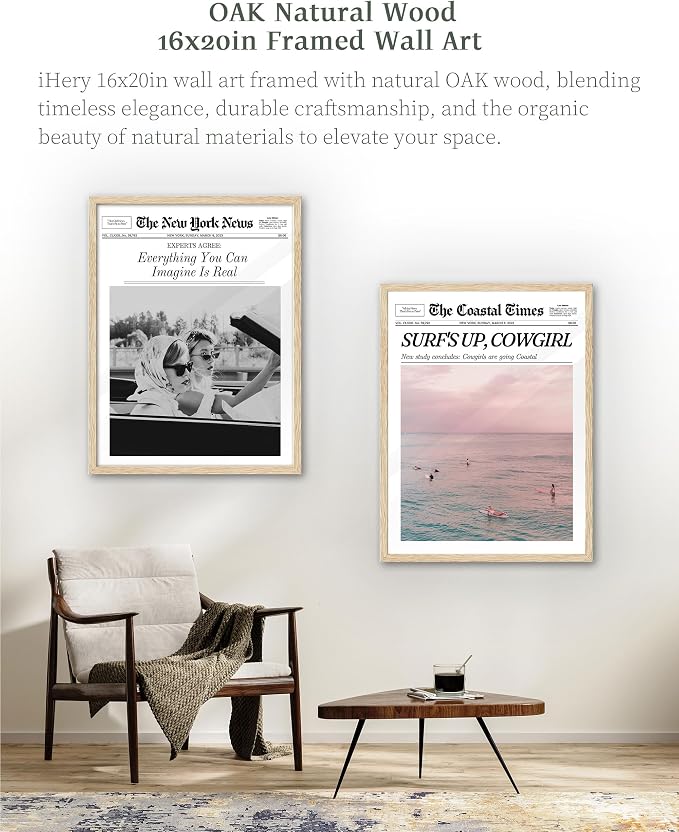 iHery 16x20in Everything You Can Imagine Is Real Framed Newspaper Art | Natural - Image 4