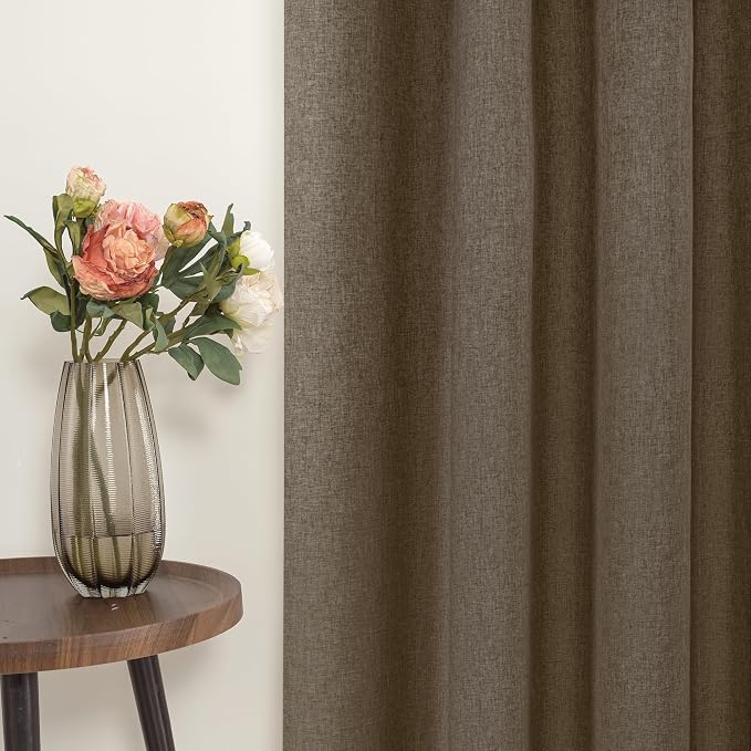 YoungsTex Brown Linen Blackout Curtains 63 Inches Long - Image 8