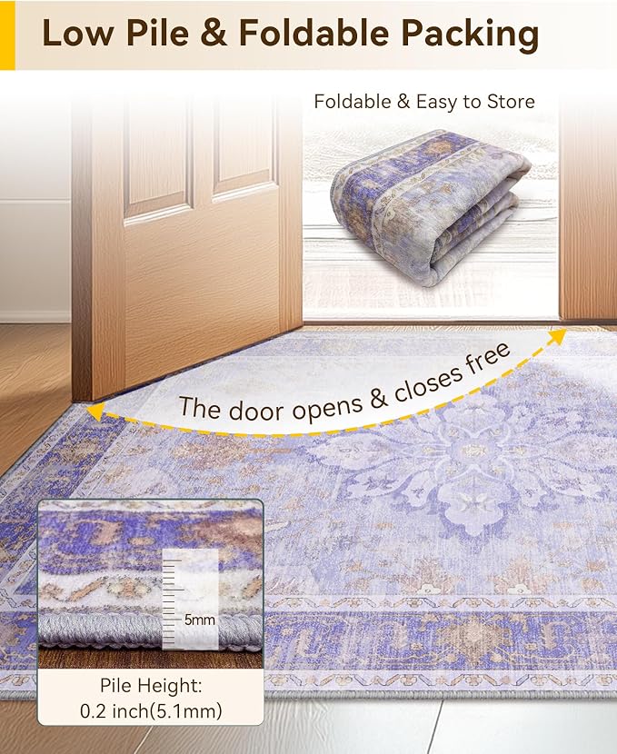 RELEANY Washable Area Rug, Runner 2'6"x5', Water Repellent, Pet Friendly - Image 5