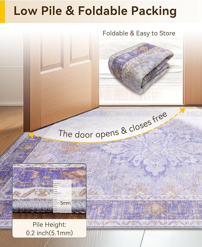 RELEANY Washable Area Rug, Large 9'x12', Water Repellent, Pet Friendly - Image 6