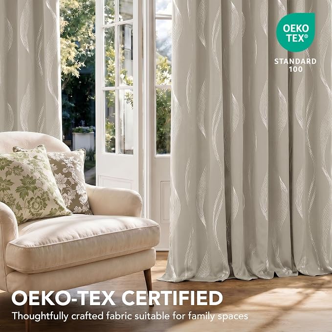 Deconovo Curtains for Living Room, Pattern Blackout Curtains 108 Inch Long | - Image 5