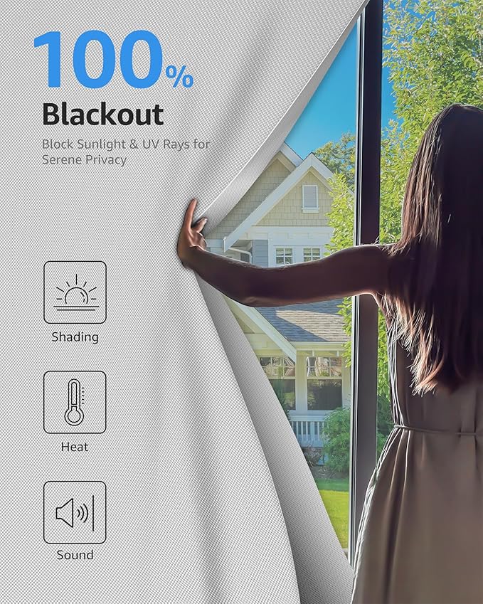 Blackout Curtains Portable 36”x60” No Drill Black Out Window Cover | 100% - Image 2