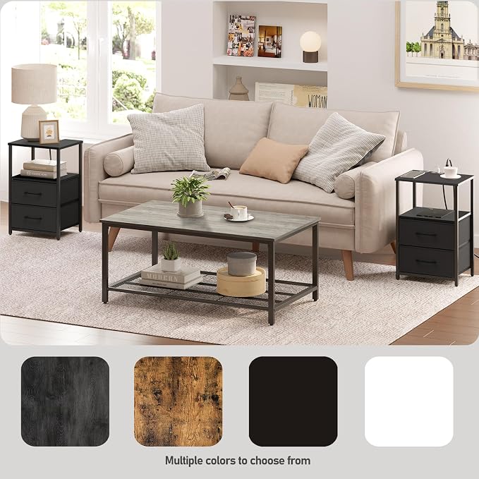 TUTOTAK Nightstands Set of 2, LED End Table - Image 7