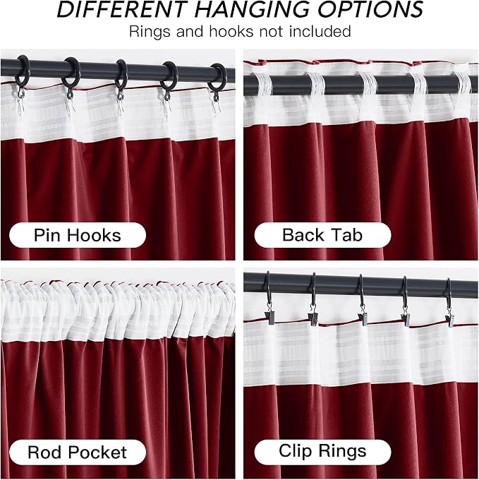 RYB HOME Red Velvet Blackout Curtains 96 inches - Image 6