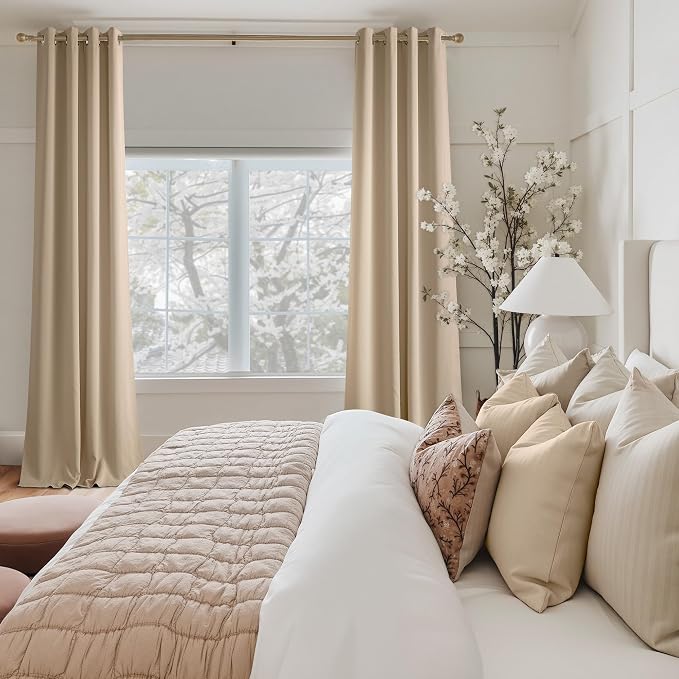 NICETOWN Beige Room Darkening Curtains 36 Inches Long 2 Panels - Image 9