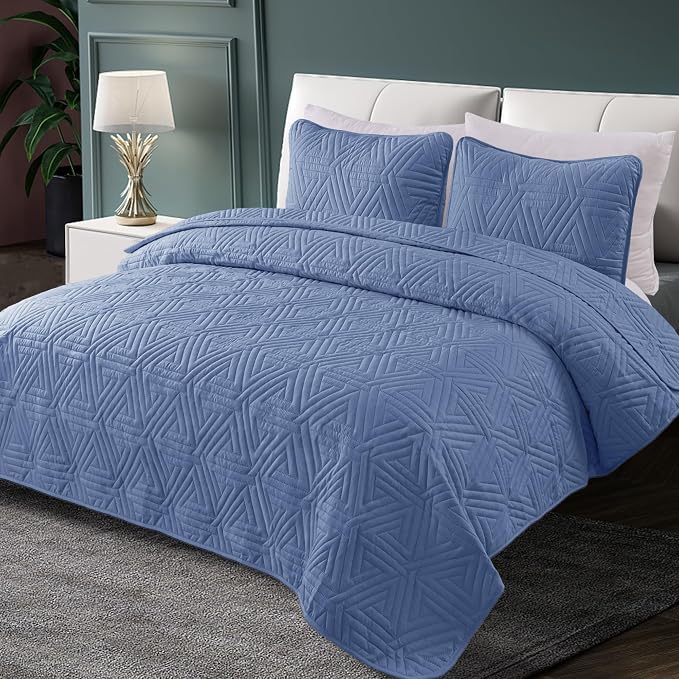 Whale Flotilla Soft Geometric Twin Quilt Set - Image 2