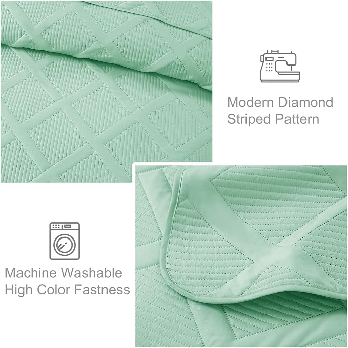 Exclusivo Mezcla Quilts Queen Size, Light Green | Soft Bedspreads - Image 5