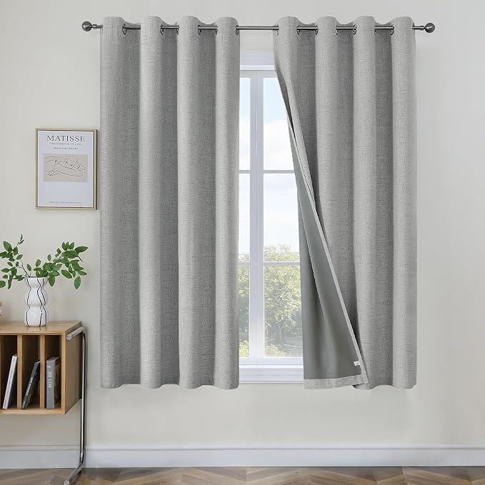 Joydeco Blackout Curtains 63 Inches Long 2 Panels Burg, Room Darkening Curtains by JOYDECO