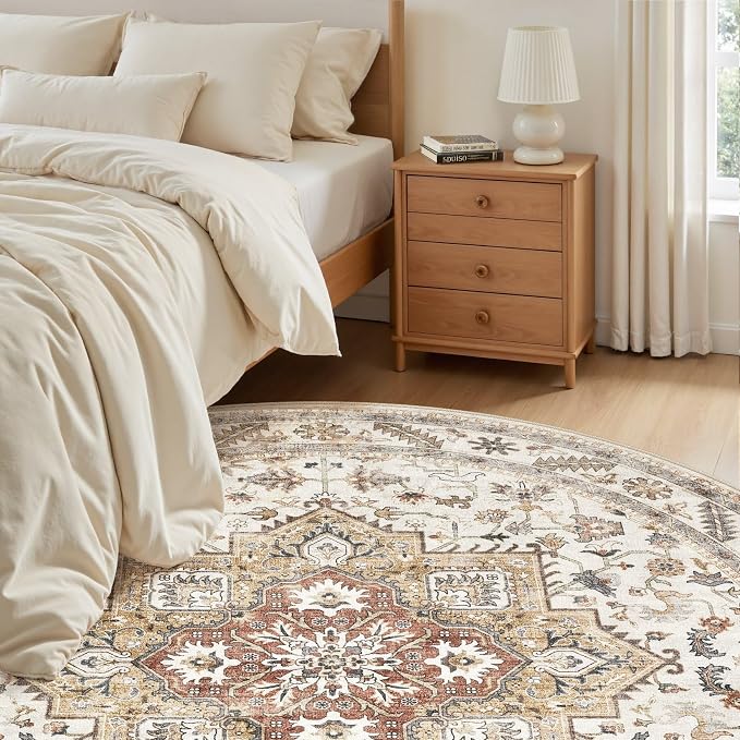 cotiled 6ft Round Living Room Area Rug, Traditional, Dining Room, and Home - Image 5