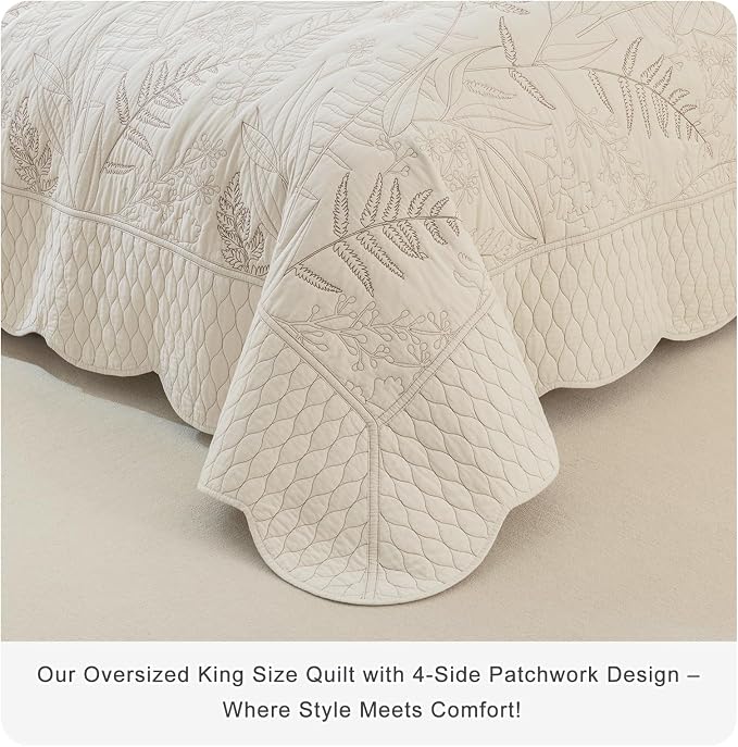 CozyTide Oversized King Quilt 118"x106", Pre-Washed Cotton Wheat California - Image 8