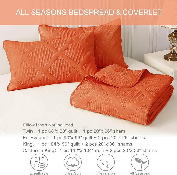 Exclusivo Mezcla Quilt King Size, Burnt Orange | Soft Bedspreads - Image 6